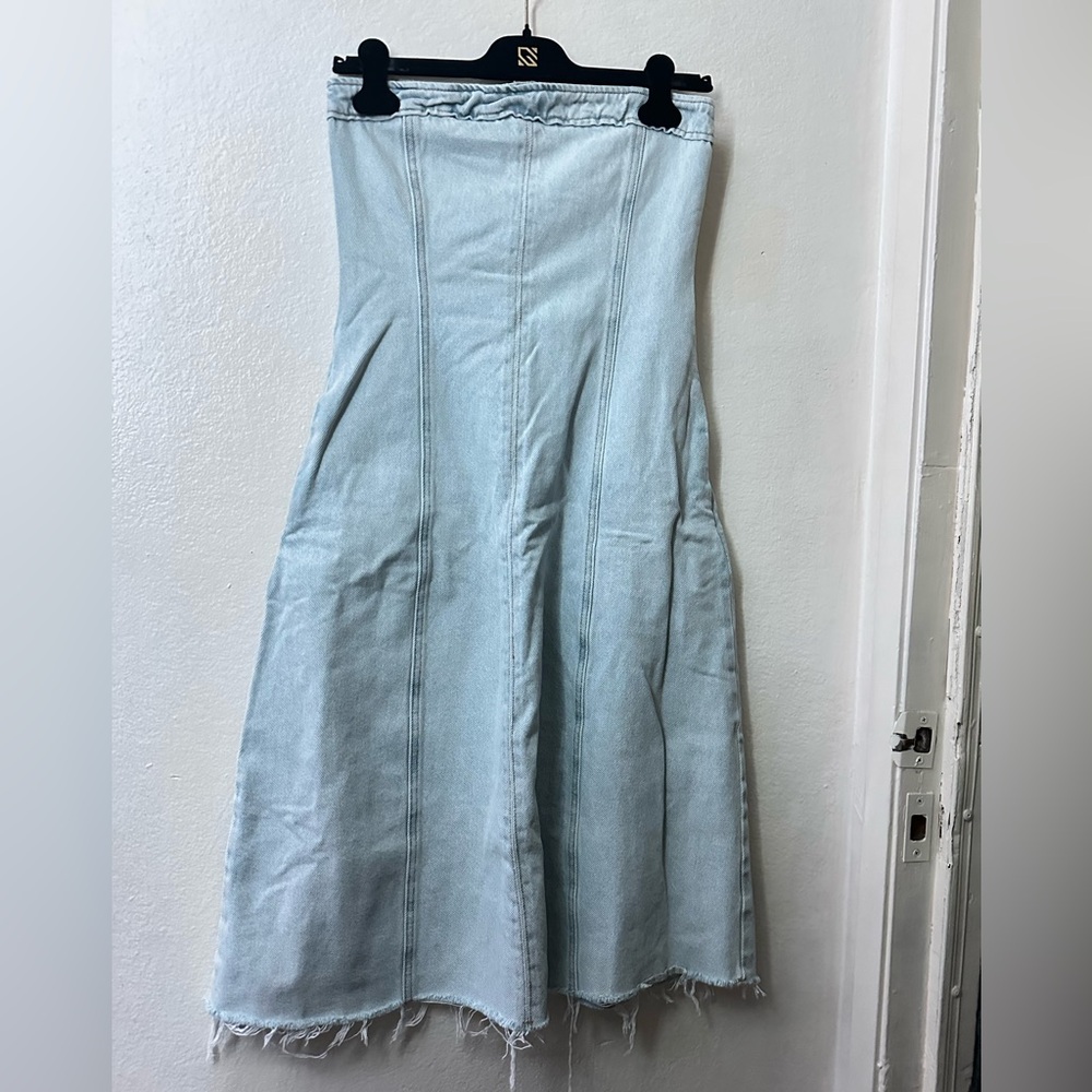 WeWoreWhat Denim Strapless Dress in Light Blue